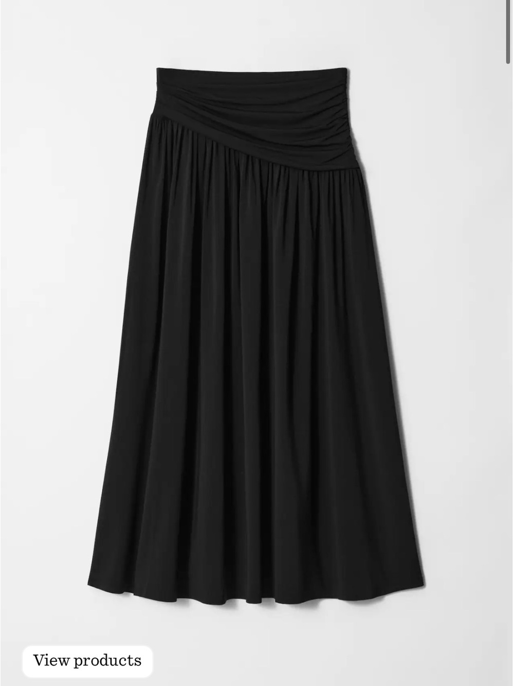 Women's Black Ruched-Waist Maxi Skirt